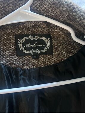 Ambiance Brown and Black Textured Tweed Jacket